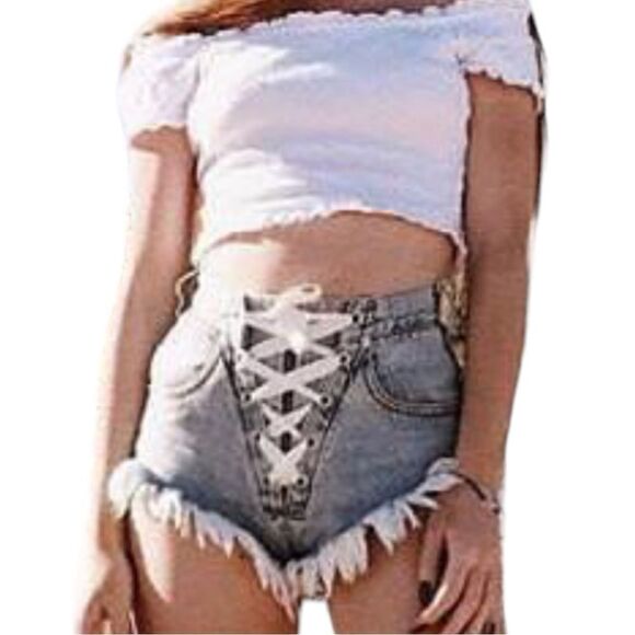 No brand cute denim cut off frayed shorts! Ntn - Picture 1 of 4